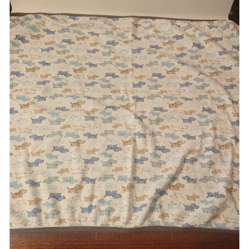 Little Me Puppy Blue/ Brown Unisex Security/ Receiving Blanket 21x27